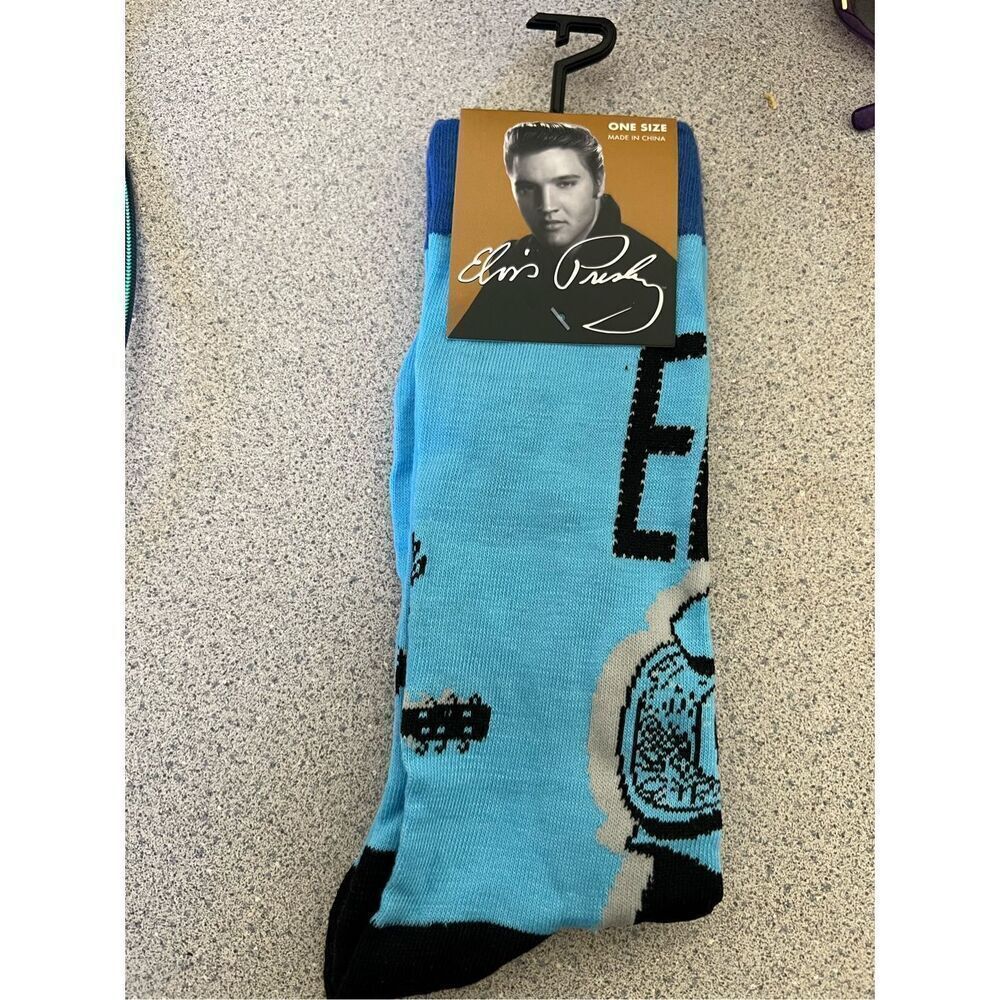 Official elvis Presley live guitar blue crew socks US 7-12 unisex men’s women’s